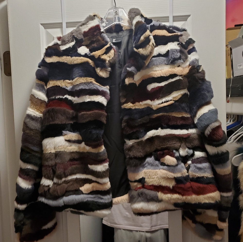 Real Rex Rabbit Crop Fur Coat